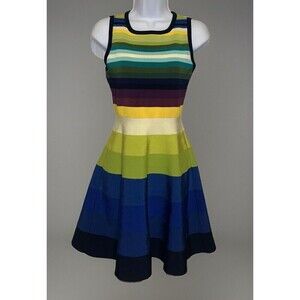 Karen Millen (2) Women’s Sleeveless Striped Knit Stretch Bodycon Dress Colorful